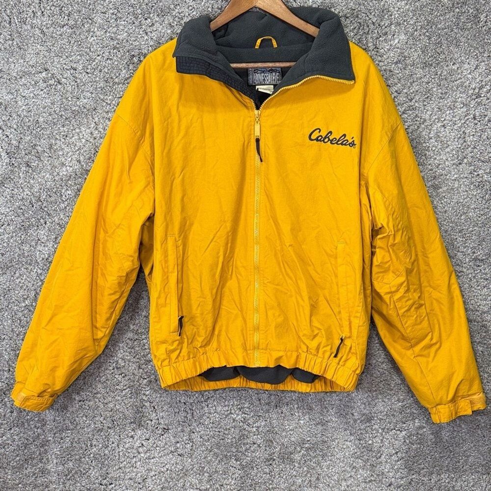 Vintage Men’s Cabela's Mustard Yellow Windbreaker Jacket XL Fleece lined